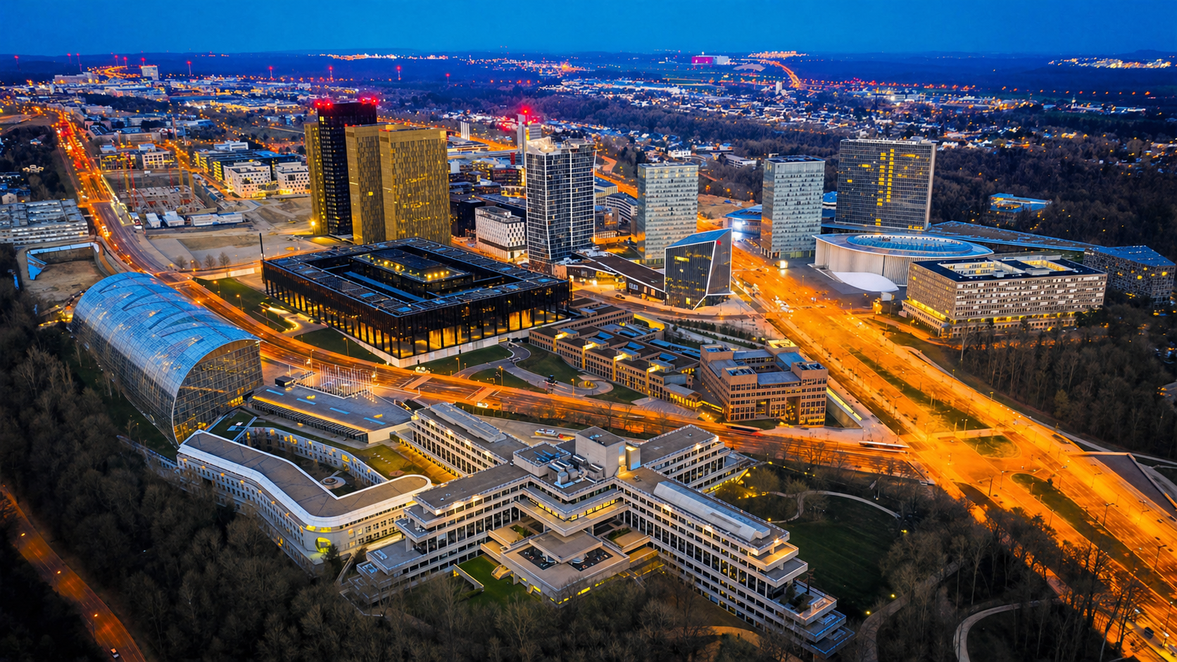 Vue de Luxembourg au crépuscule